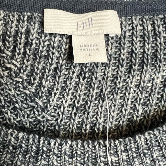 NWT J.Jill Cotton Blend Crewneck Sweater Navy/White Large - Picture 4 of 8
